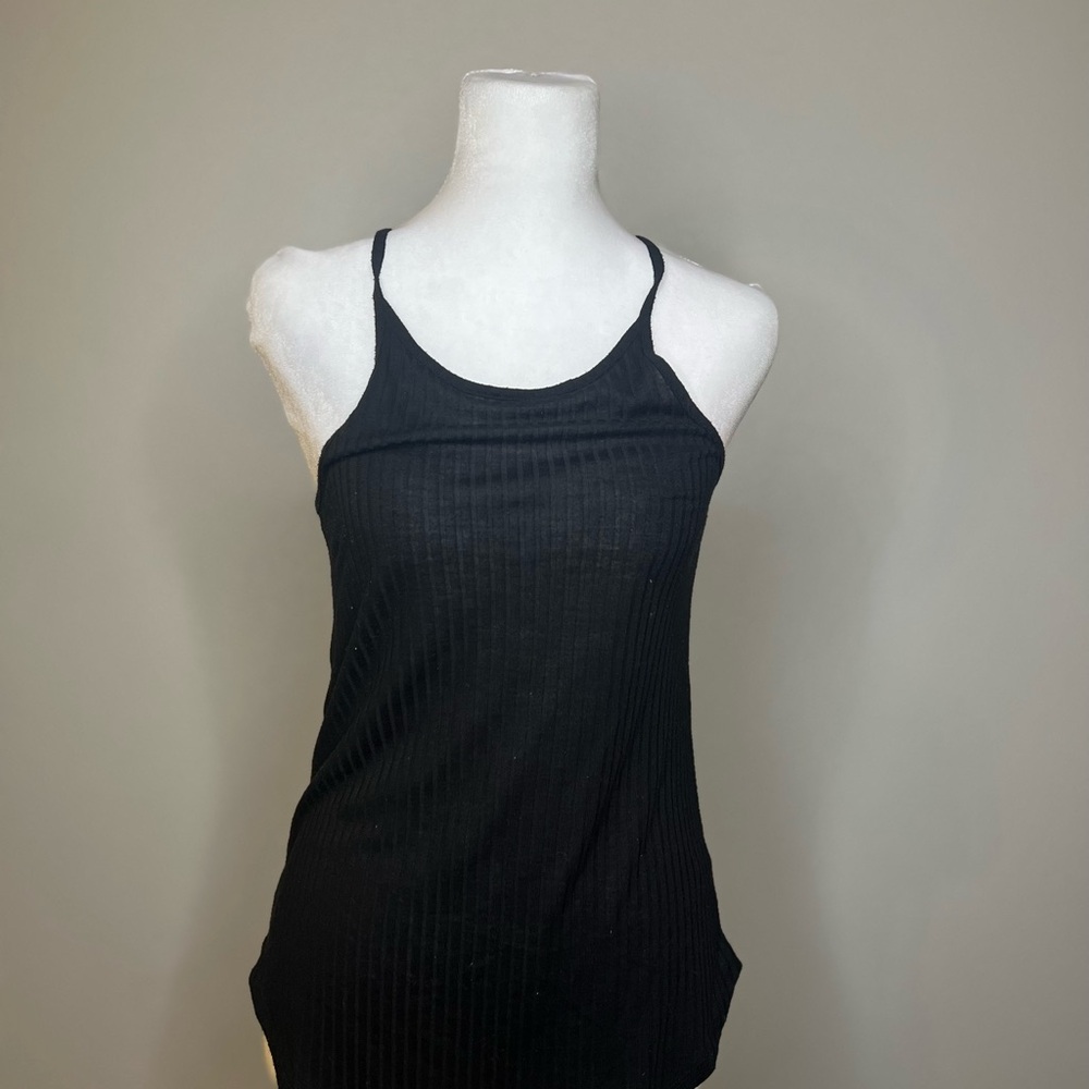 Express Classic Black Ribbed Spaghetti Strap Tank Top